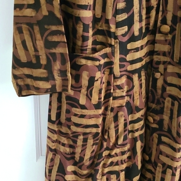 Vintage Geometric Printed Midi Dress, Earth Tones, Large - Picture 3 of 8